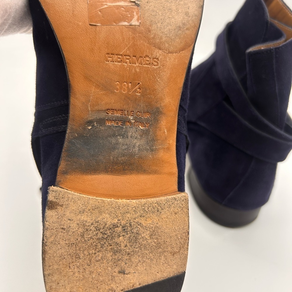 Hermes Neo Boots Navy Suede Palladium Hardware SIZE 38.5 No Box No Dustbag - Picture 11 of 16
